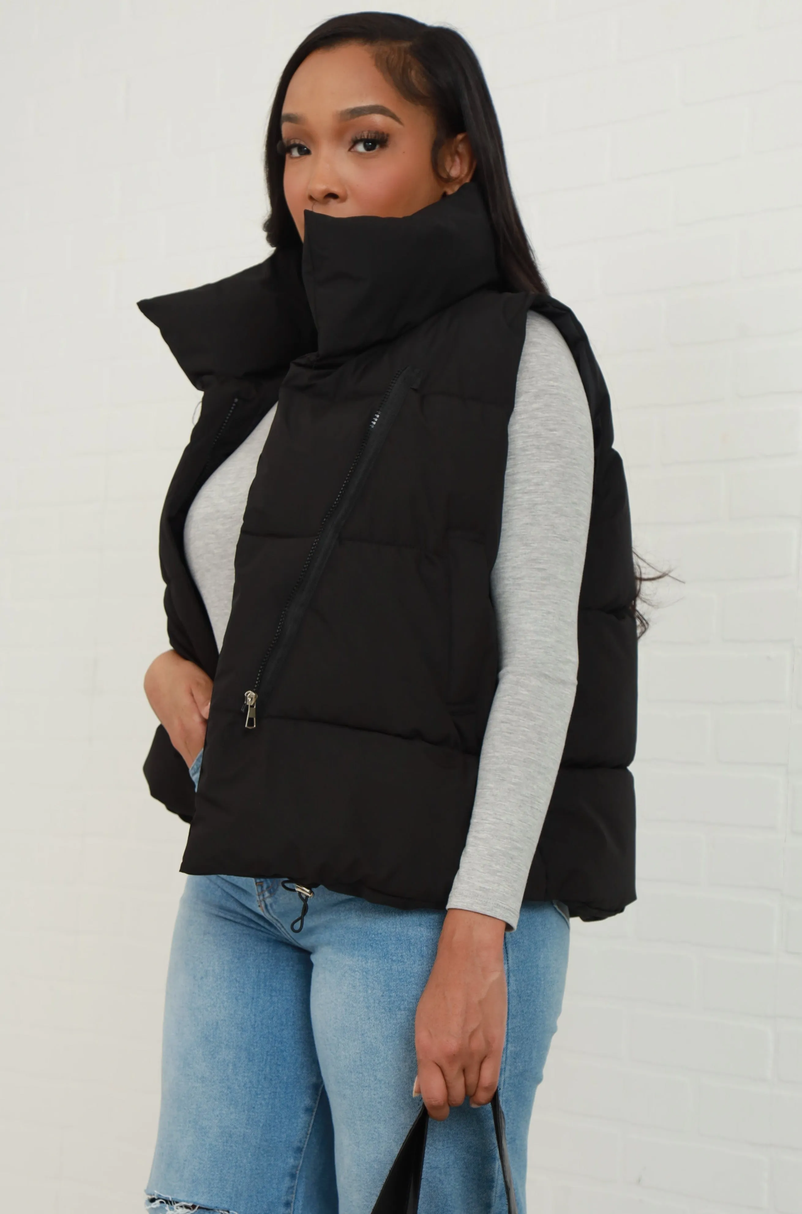 Stacked Sleeveless Puffer Vest - Black sold by Swankaposh product image thumbnail 2