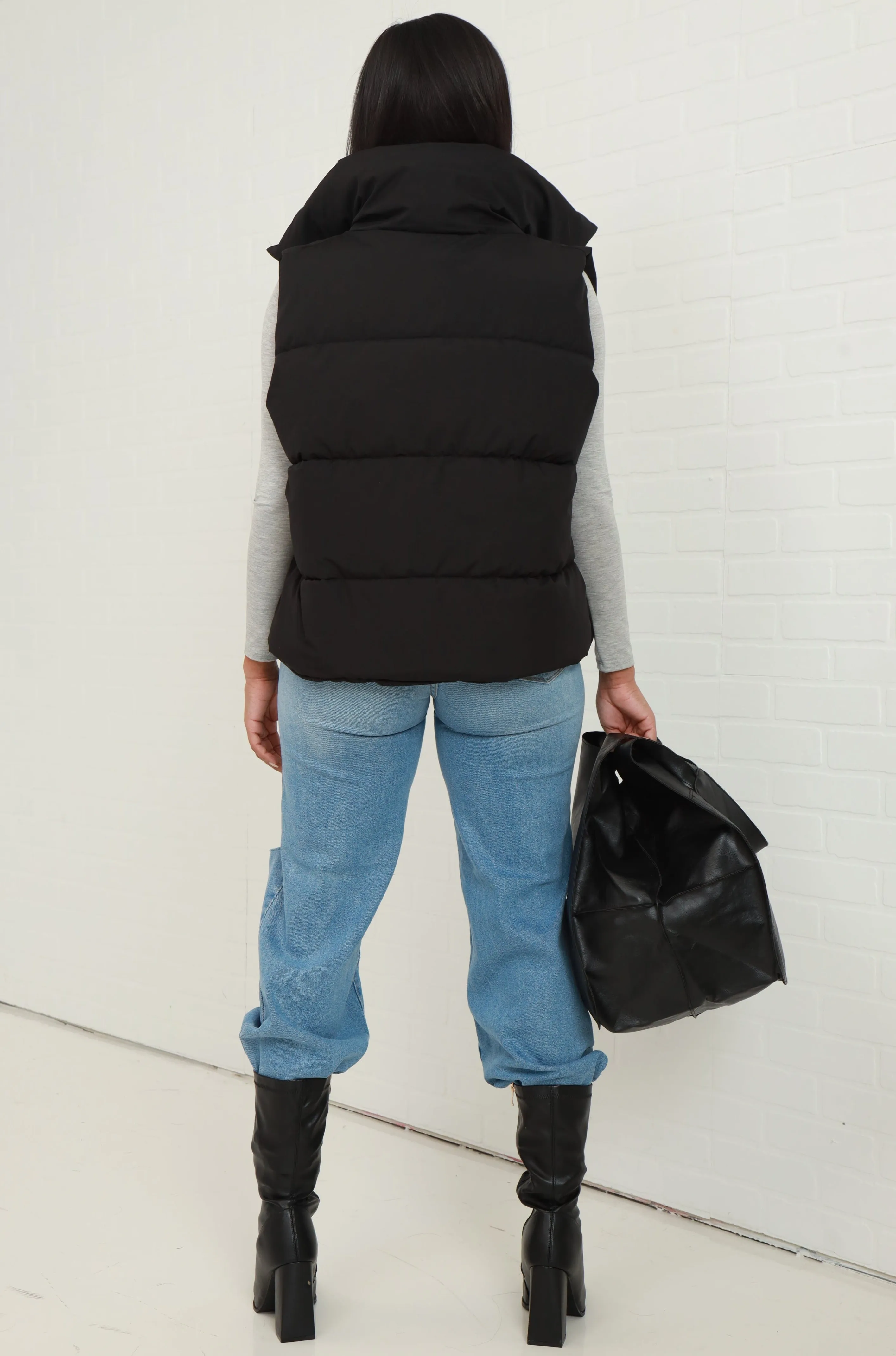 Stacked Sleeveless Puffer Vest - Black sold by Swankaposh product image thumbnail 3