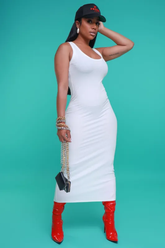 Darling Sleeveless Ribbed Maxi Dress - Off White sold by Swankaposh