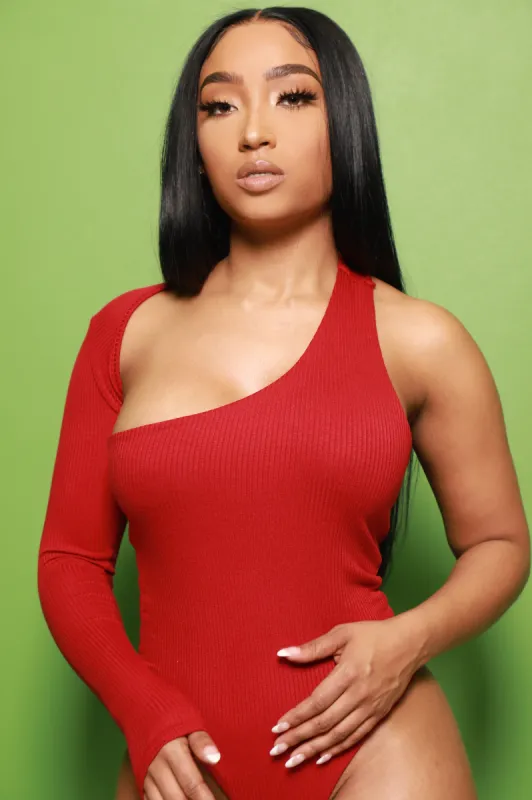 Abby One Shoulder Bodysuit - Burgundy sold by Swankaposh