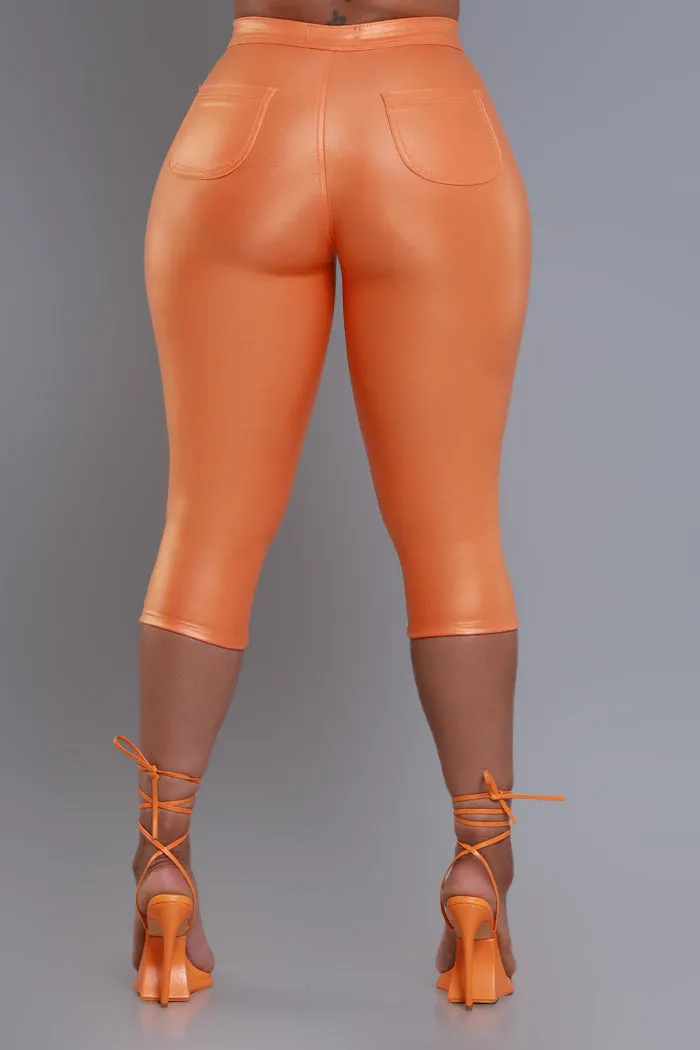 Make It Shimmer High Rise Metallic Capri Pants - Orange sold by Swankaposh product image thumbnail 2