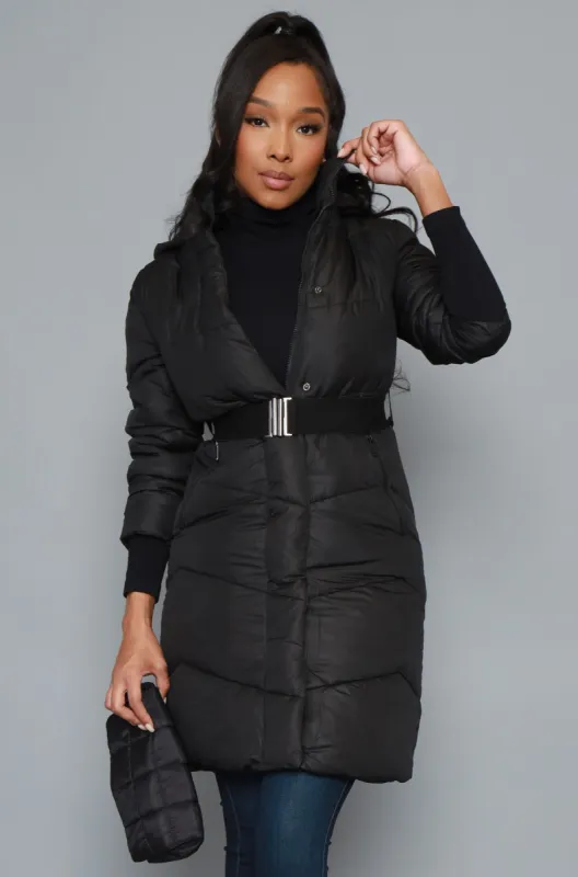 Lock It Down Hooded Puffer Jacket - Black sold by Swankaposh