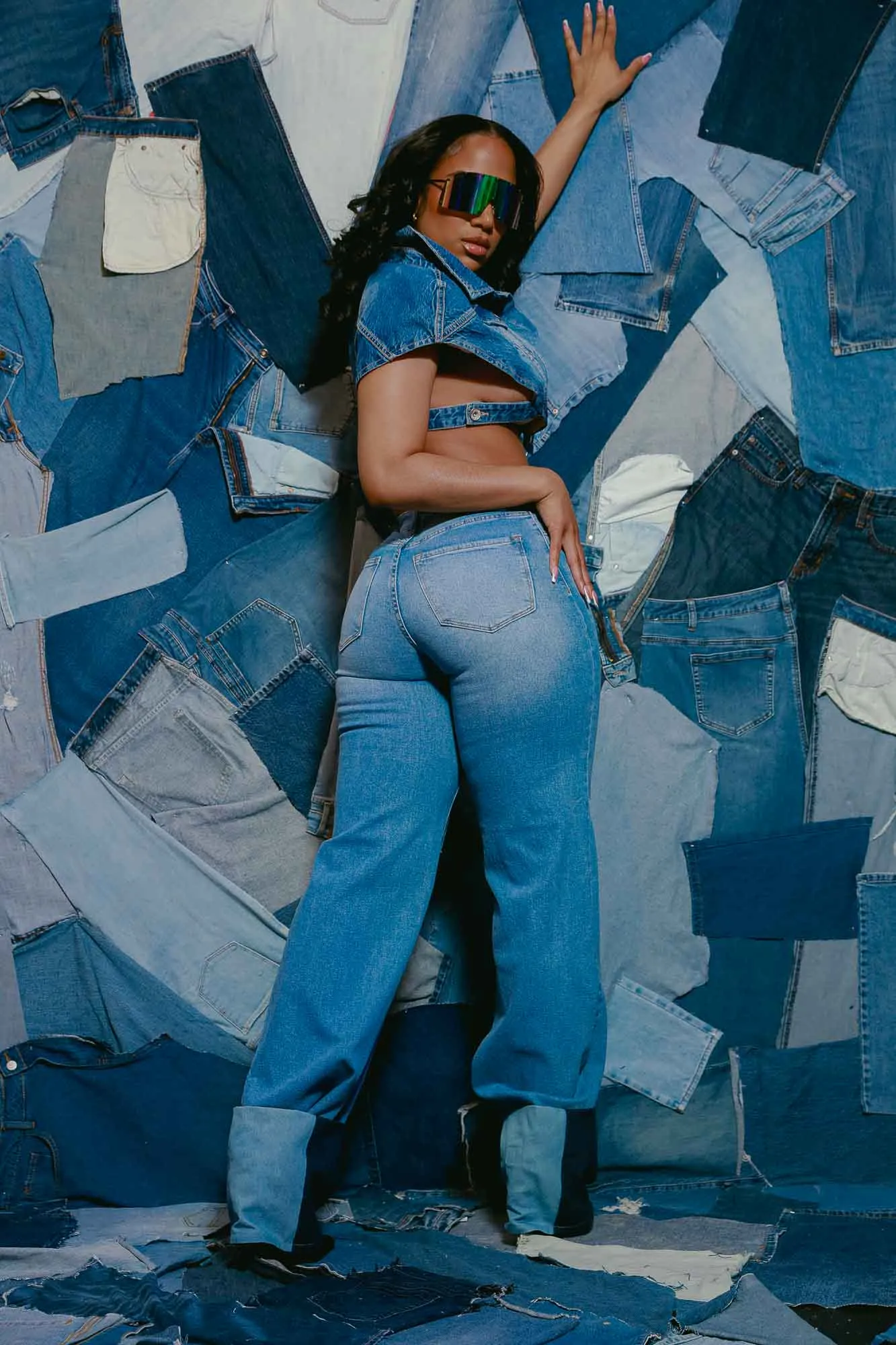 Feeling Blue Layered Denim Ankle Boots - Blue Multicolor sold by Swankaposh product image thumbnail 3