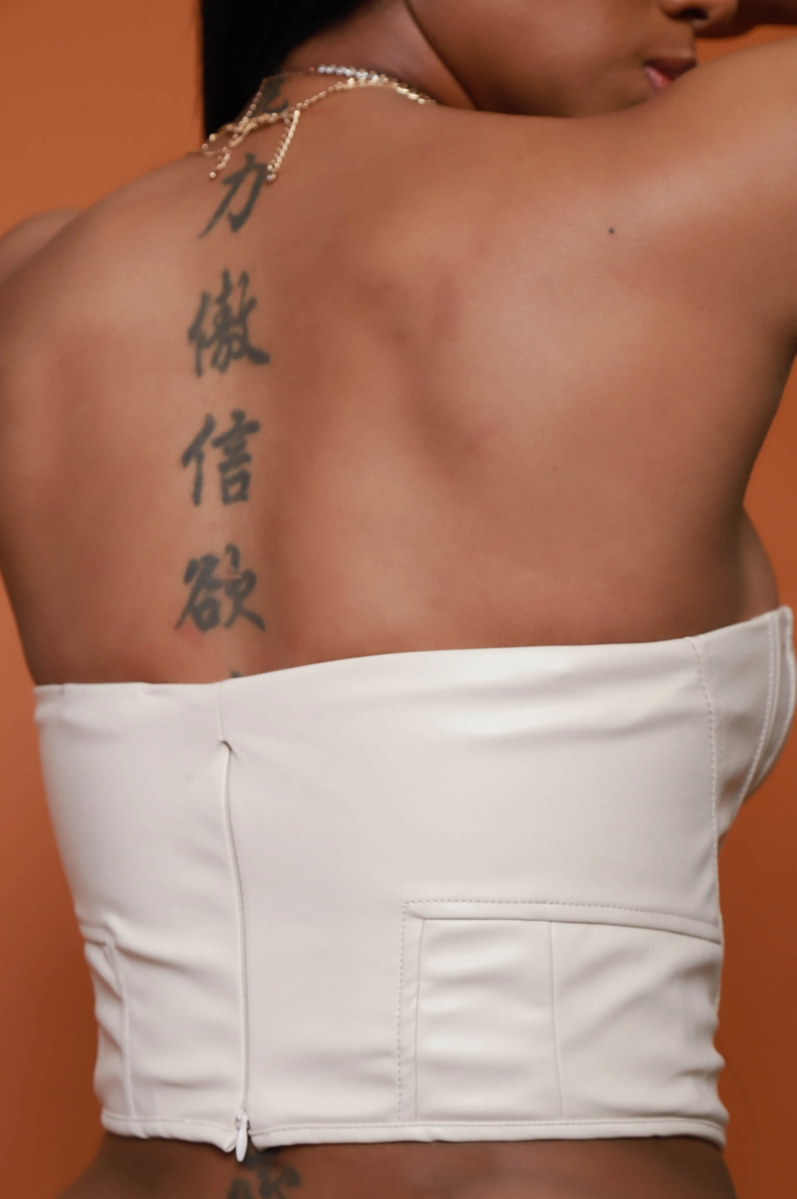 Hit It Off Faux Leather Cropped Corset Top - Nude sold by Swankaposh product image thumbnail 2