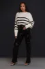 Care Taken Oversized Striped Sweater - Taupe/Black sold by Swankaposh