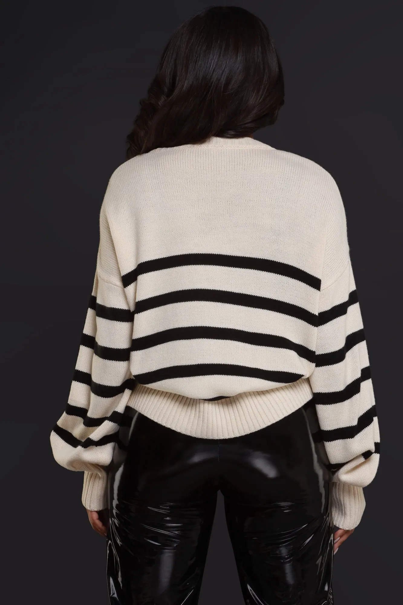 Care Taken Oversized Striped Sweater - Taupe/Black sold by Swankaposh product image thumbnail 4