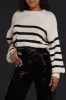 Care Taken Oversized Striped Sweater - Taupe/Black sold by Swankaposh