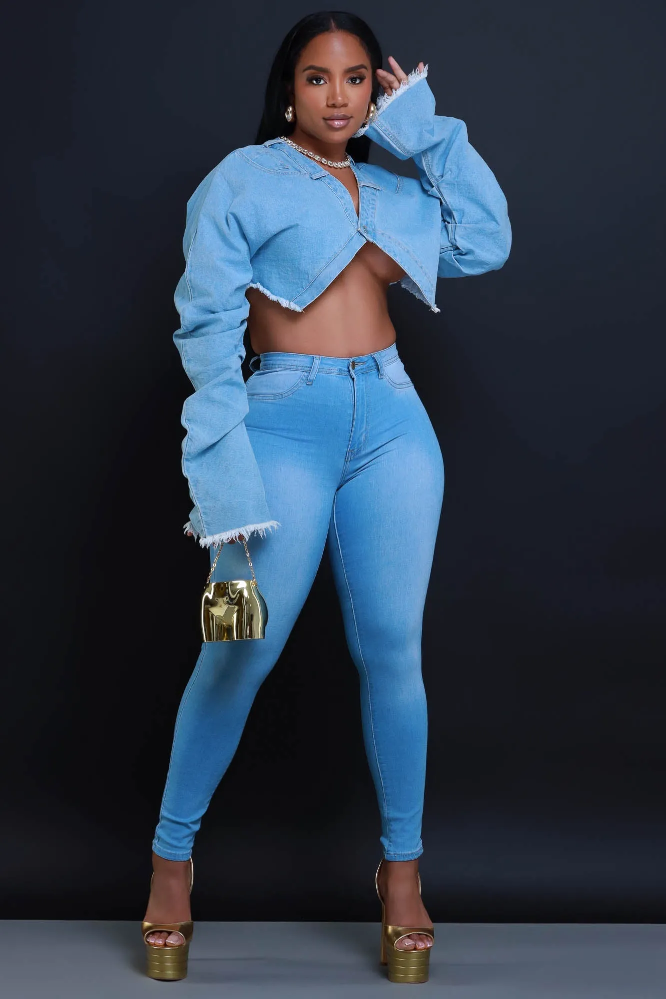 Story High Waist Super Stretch Jeans - Light Wash sold by Swankaposh product image thumbnail 3