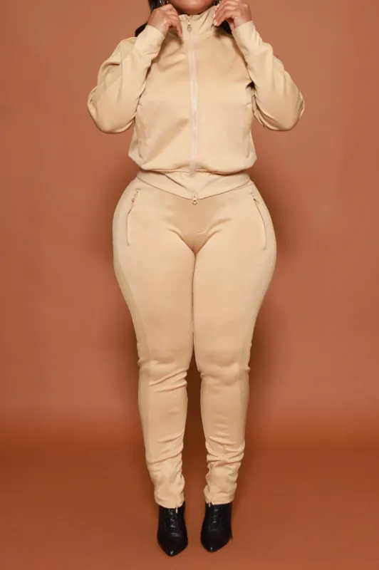 Somewhere Between Lined Tracksuit - Tan sold by Swankaposh