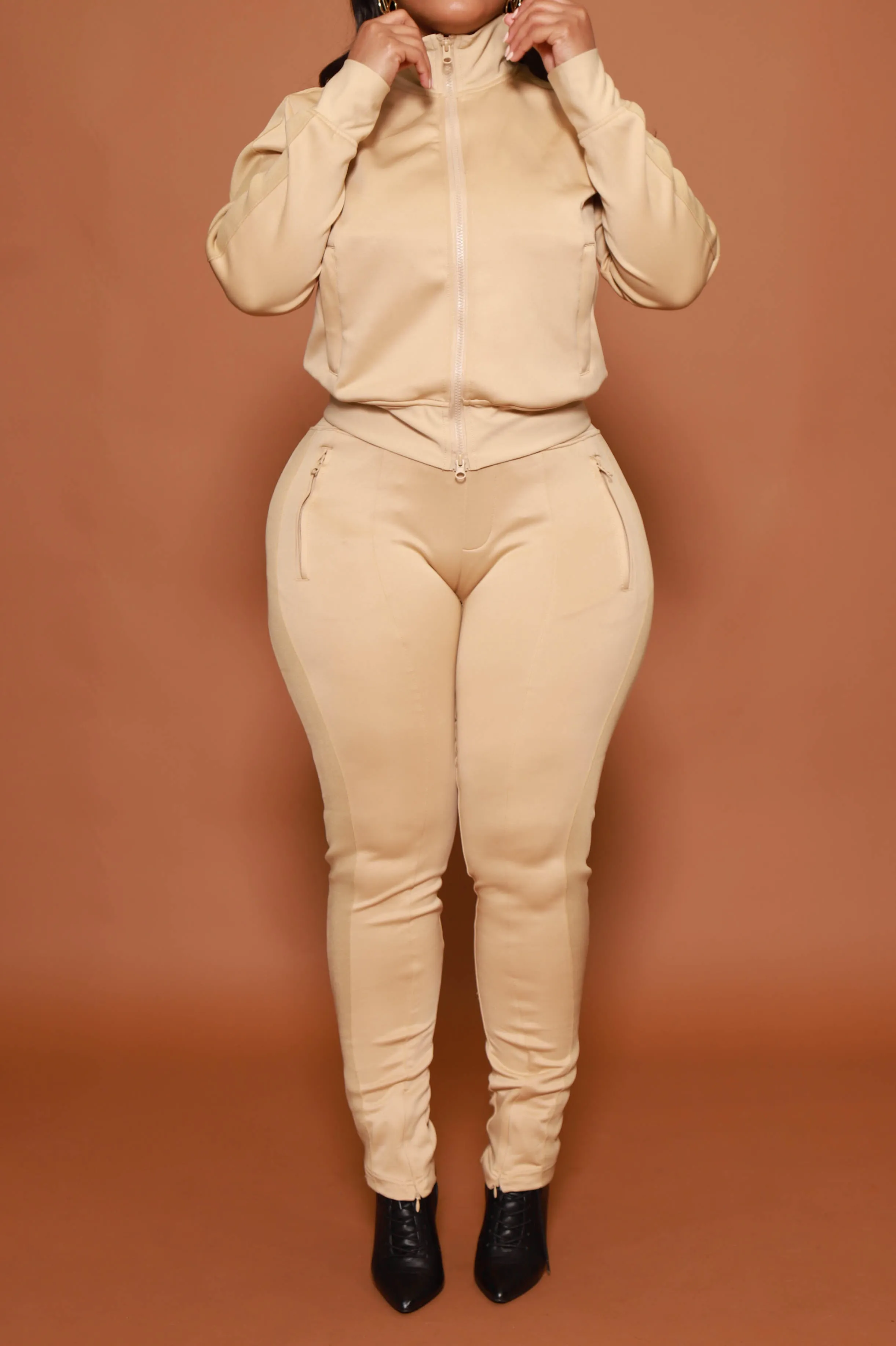 Somewhere Between Lined Tracksuit - Tan sold by Swankaposh