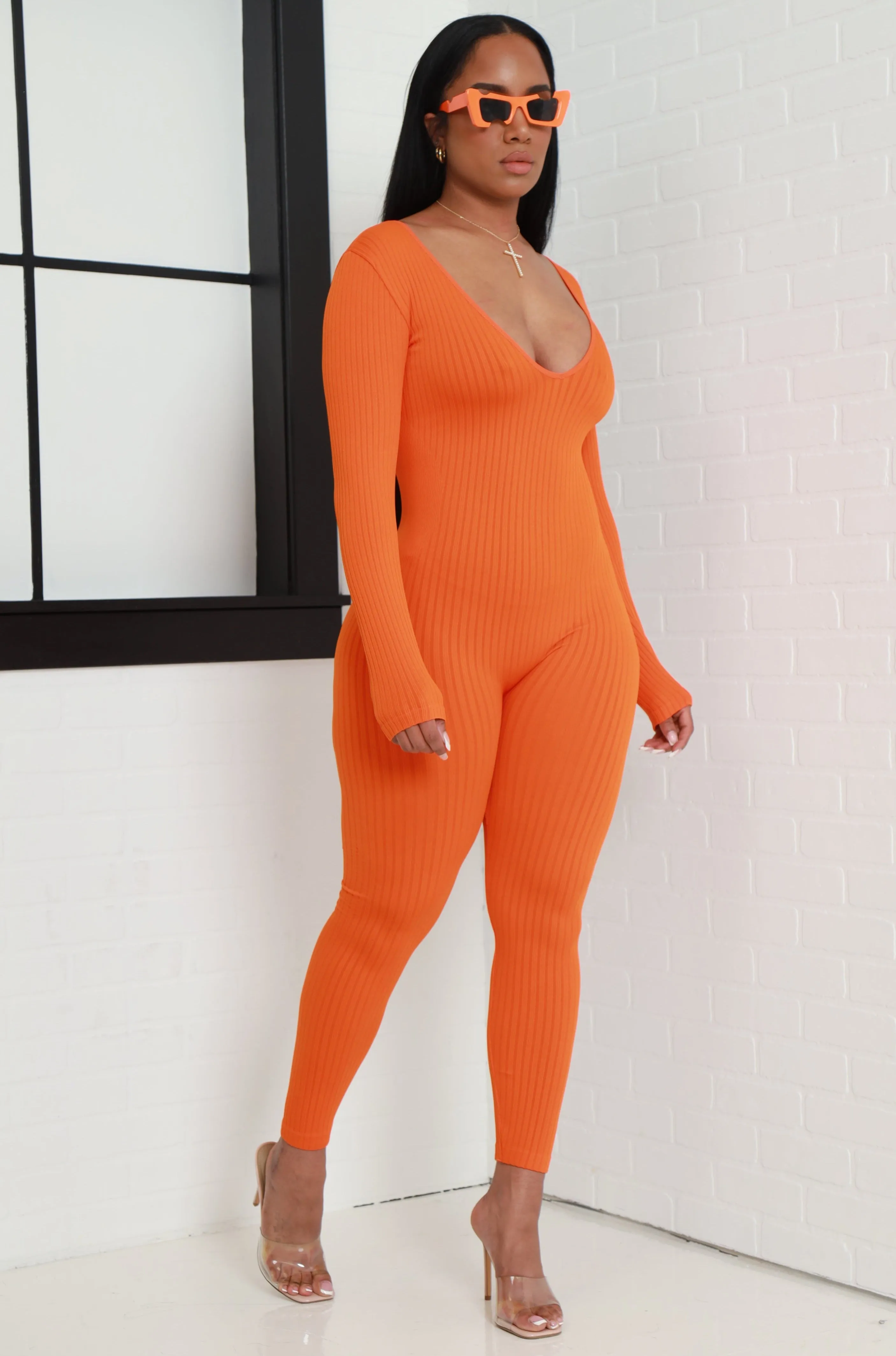 Out Of Body Seamless Jumpsuit - Orange sold by Swankaposh product image thumbnail 4