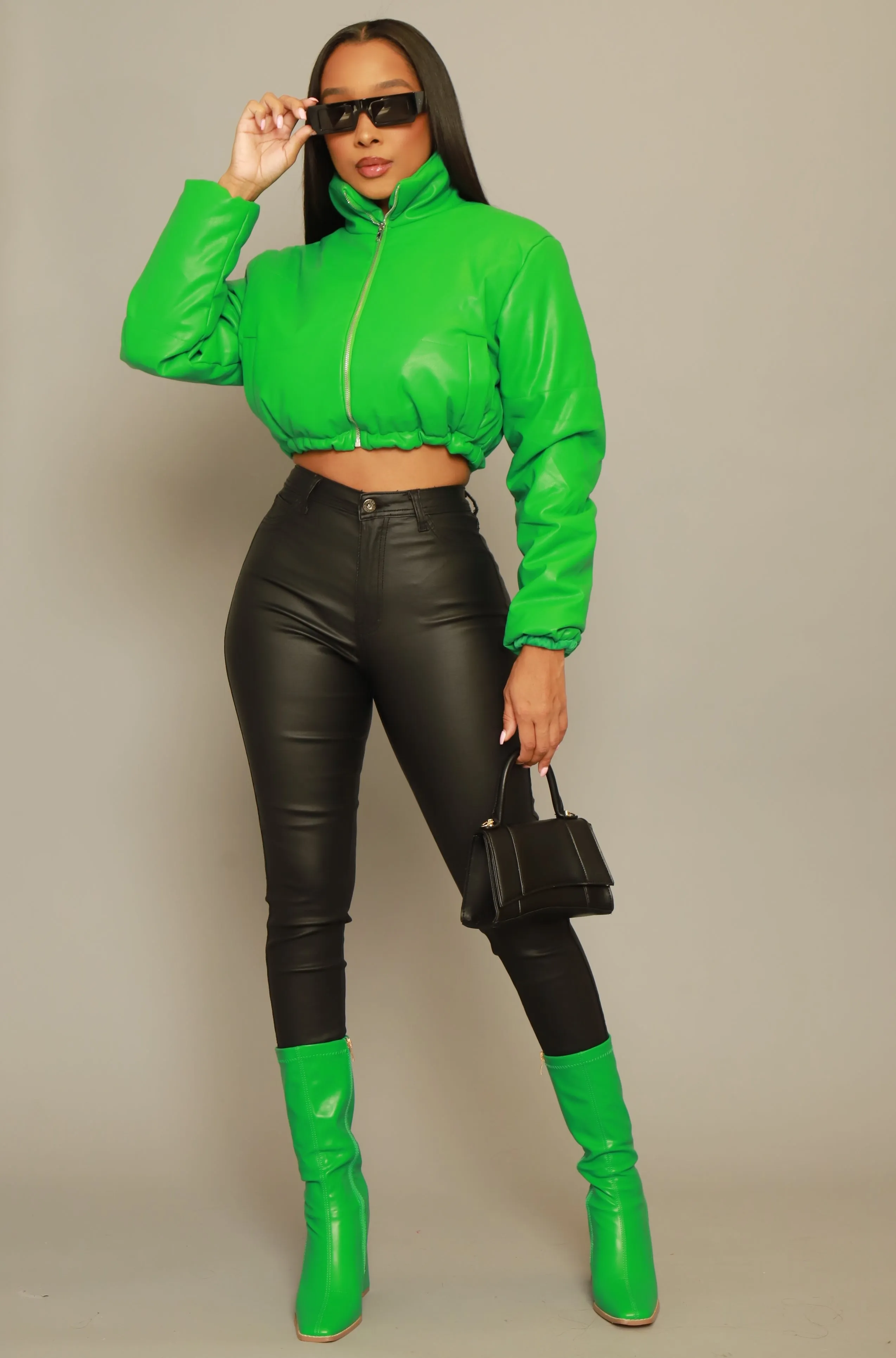 In the City Faux Leather Pointed Toe Boots - Green sold by Swankaposh product image thumbnail 2