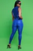 Stop And Stare Sleeveless Metallic Bodysuit - Royal Blue sold by Swankaposh