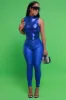Stop And Stare Sleeveless Metallic Bodysuit - Royal Blue sold by Swankaposh