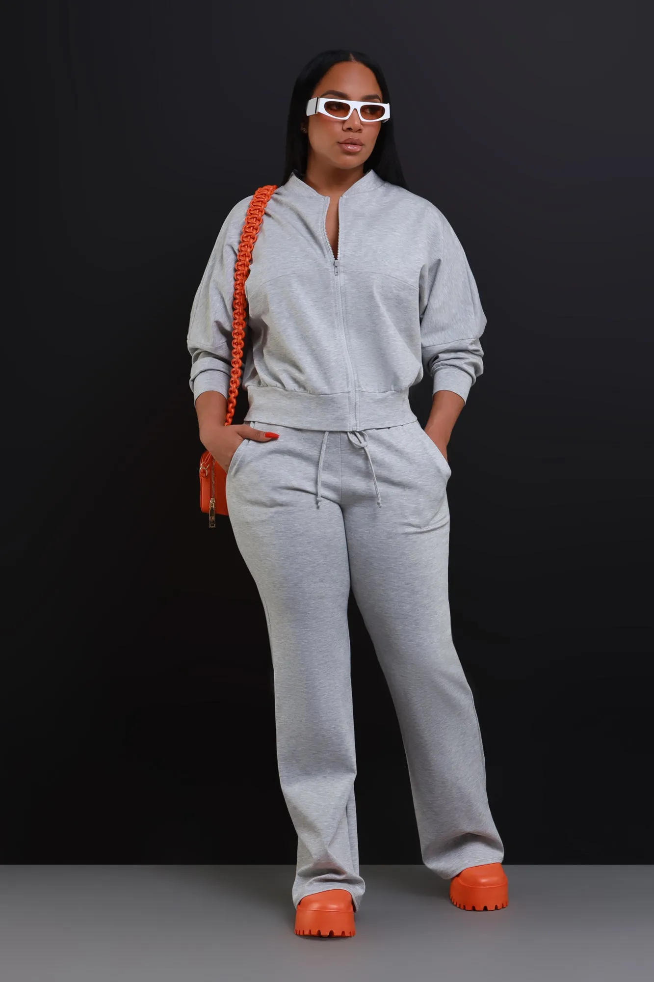 Take The Wheel Zip-Up Pants Set - Heather Grey sold by Swankaposh product image thumbnail 2
