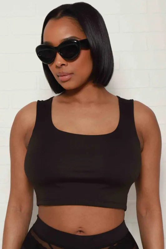 Run It Back Sleeveless Crop Top - Black sold by Swankaposh