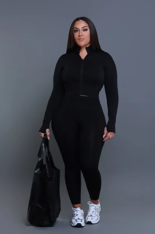 Squad Goals Cropped Legging Set - Black sold by Swankaposh