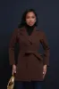 To The Future Wool Double Breasted Coat - Brown sold by Swankaposh