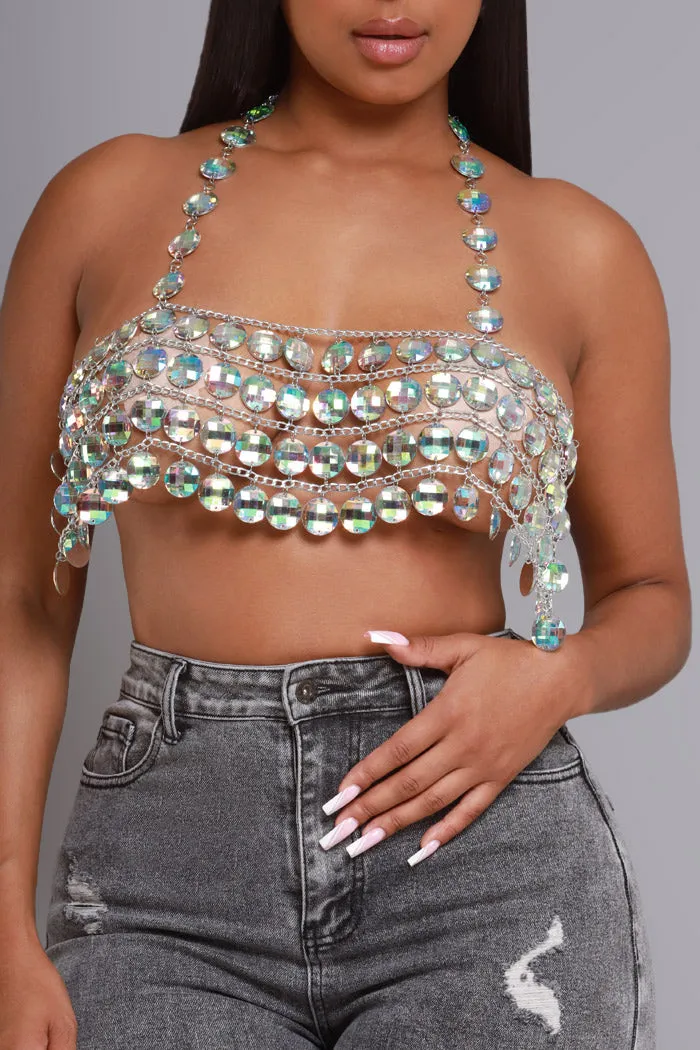 Crystallize Beaded Chandelier Crop Top - Clear sold by Swankaposh