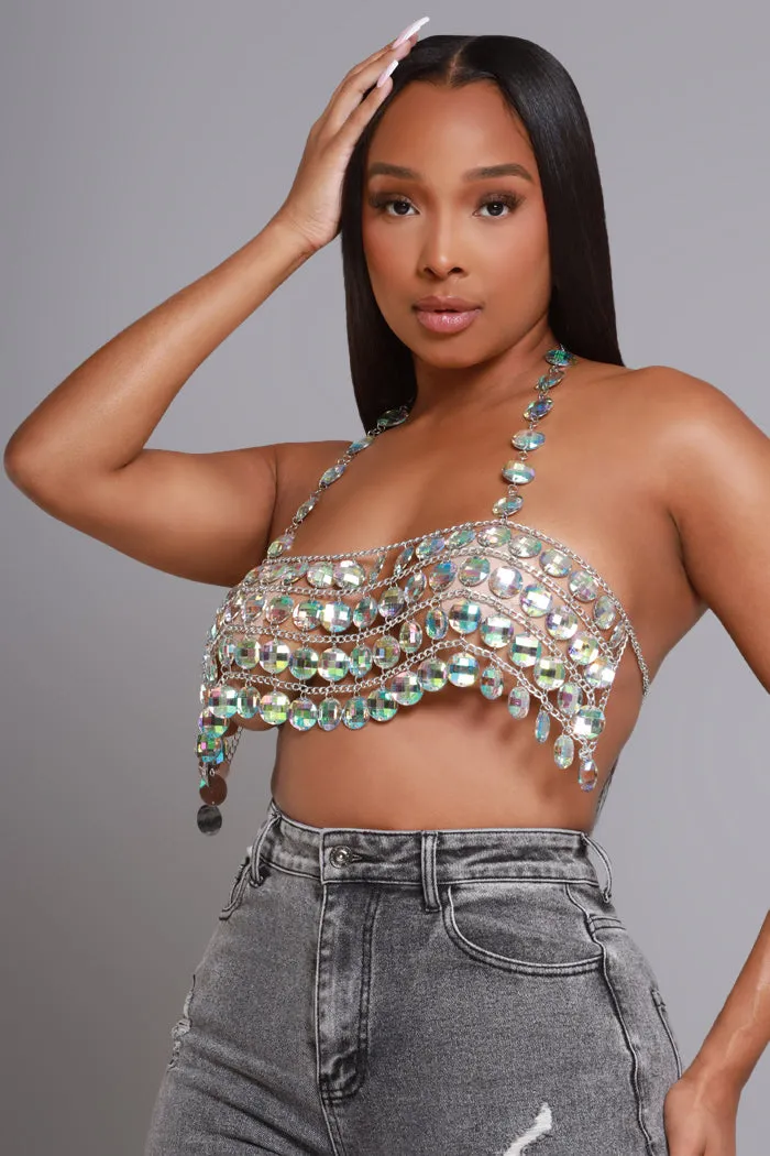 Crystallize Beaded Chandelier Crop Top - Clear sold by Swankaposh product image thumbnail 4