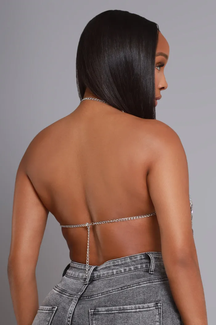 Crystallize Beaded Chandelier Crop Top - Clear sold by Swankaposh product image thumbnail 2