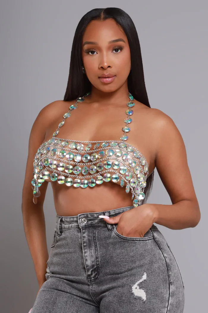 Crystallize Beaded Chandelier Crop Top - Clear sold by Swankaposh product image thumbnail 5