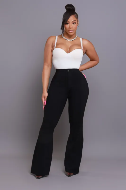 Super Swank High Rise Flare Stretchy Jeans - Black sold by Swankaposh