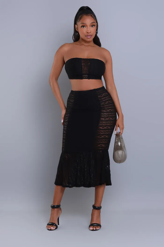 Guilty As Sin Lace Cropped Skirt Set - Black sold by Swankaposh product image thumbnail 4