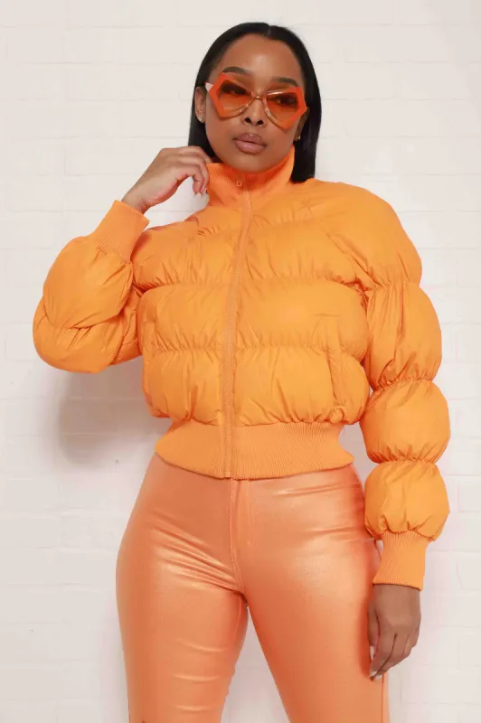 Pack Light Puffer Jacket - Orange sold by Swankaposh
