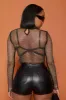 Dark Horse Mock Neck Rhinestone Mesh Top - Black sold by Swankaposh