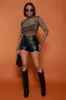 Dark Horse Mock Neck Rhinestone Mesh Top - Black sold by Swankaposh