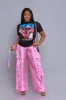 Front Stage Oversized Cargo Pants - Pink sold by Swankaposh