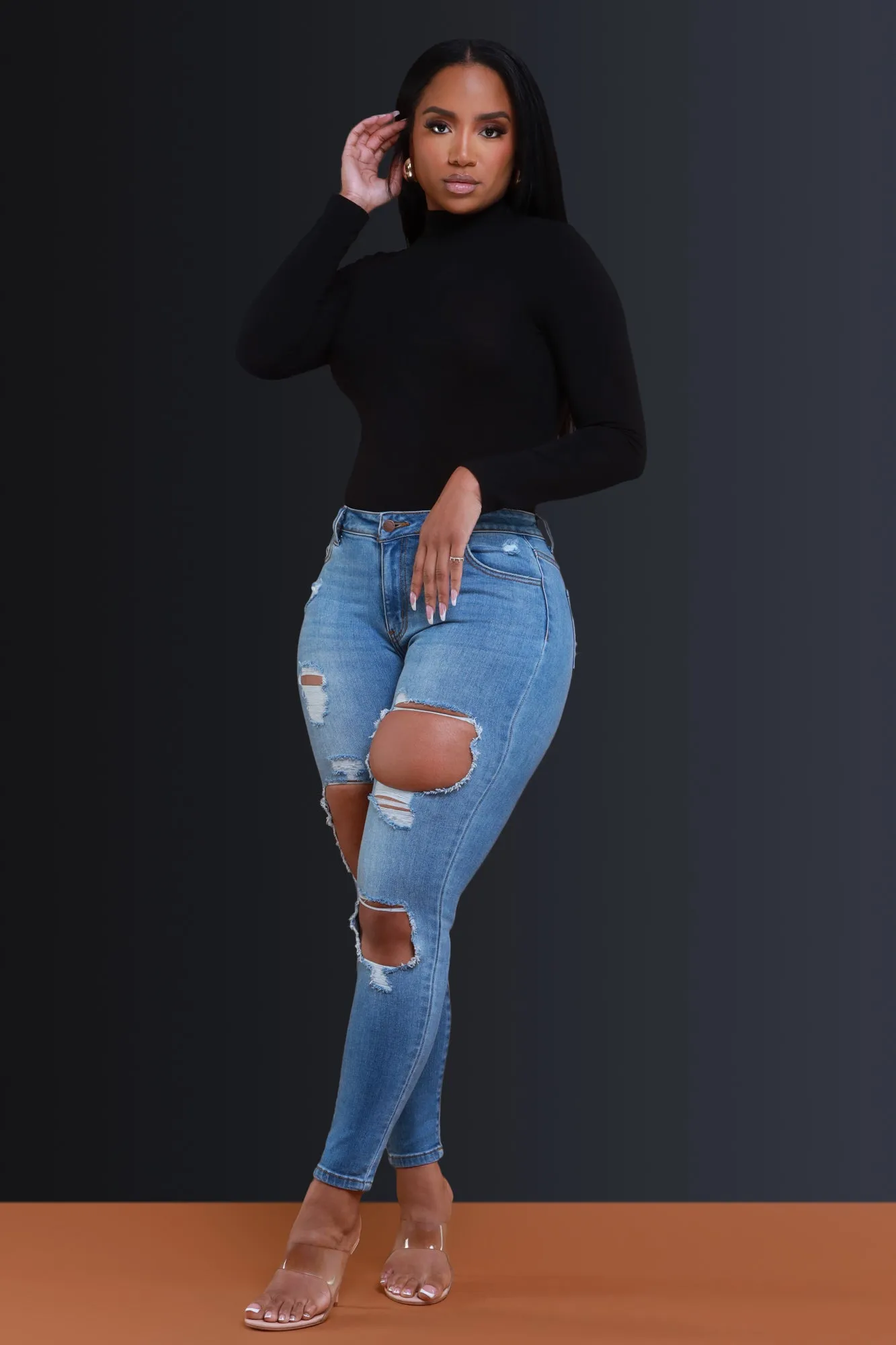 Fact Check Hourglass Distressed Skinny Jeans - Light Wash sold by Swankaposh product image thumbnail 5