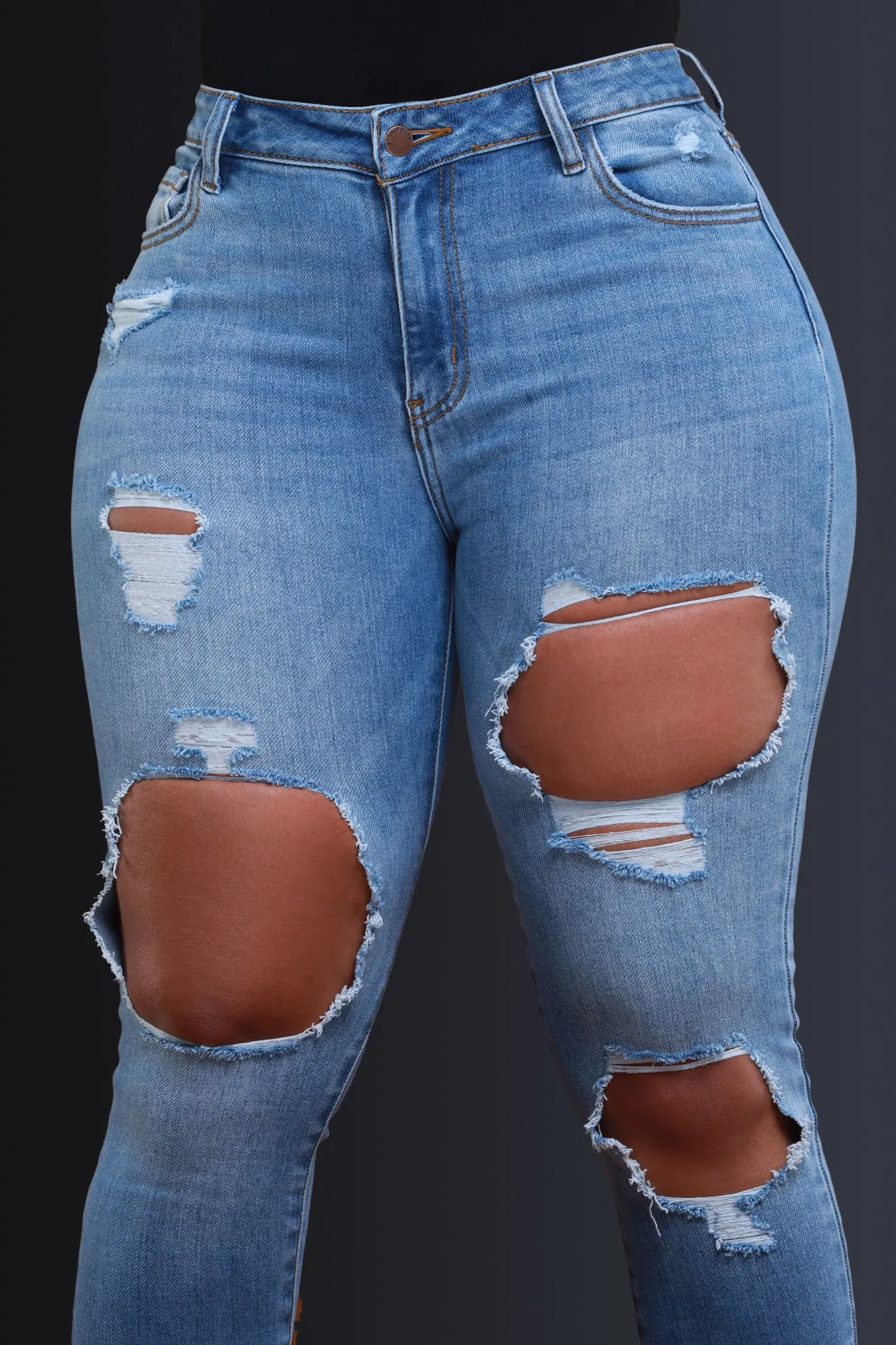 Fact Check Hourglass Distressed Skinny Jeans - Light Wash sold by Swankaposh product image thumbnail 4