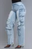 Down We Go High Rise Cargo Jeans - Light Wash sold by Swankaposh
