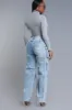 Down We Go High Rise Cargo Jeans - Light Wash sold by Swankaposh
