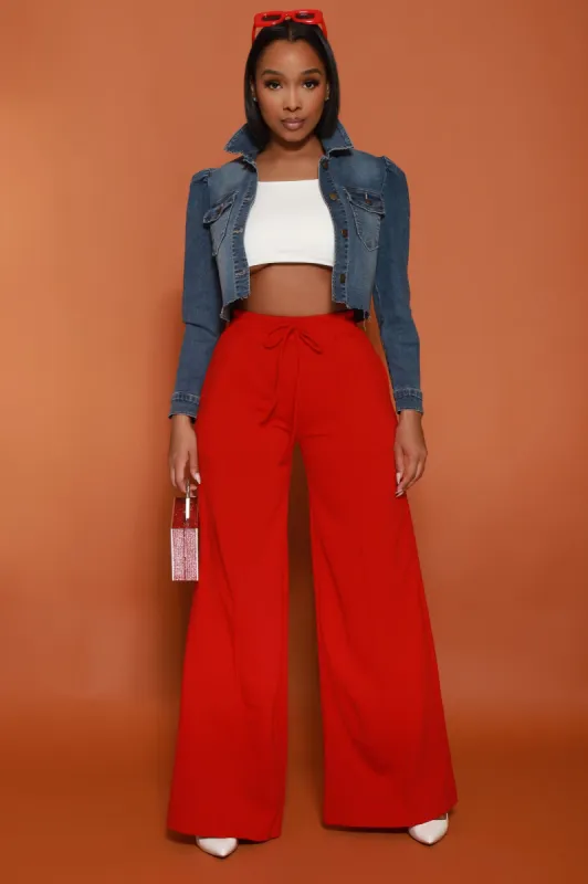 Day Off Wide Flare Pants - Red sold by Swankaposh