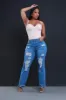 Beg For It Distressed Hourglass Straight Leg Jeans - Light Wash sold by Swankaposh