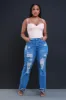 Beg For It Distressed Hourglass Straight Leg Jeans - Light Wash sold by Swankaposh