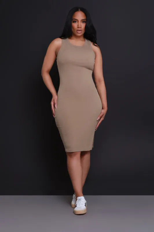 Next Up NUW Ribbed Midi Dress - Mocha sold by Swankaposh