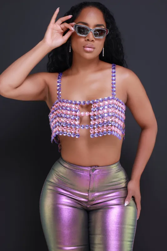 Add A Little Spice Beaded Chandelier Top - Pink/Purple sold by Swankaposh