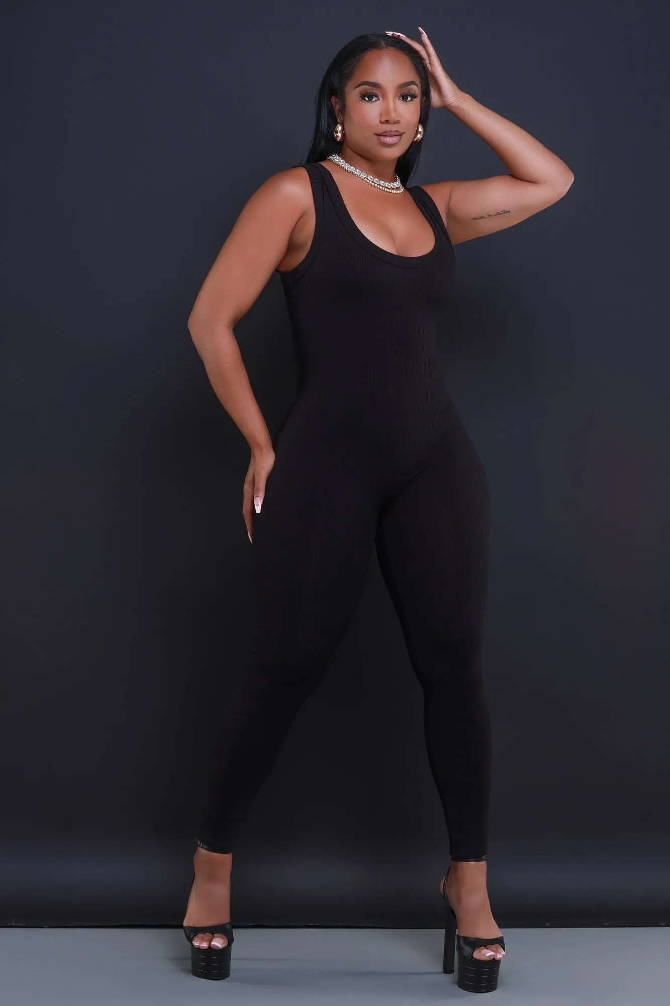 Cover Me Cellulite Deleter Sleeveless Jumpsuit - Black sold by Swankaposh product image thumbnail 2