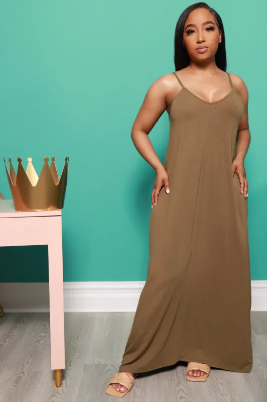Let's Do Brunch Oversized Maxi Dress - Olive sold by Swankaposh