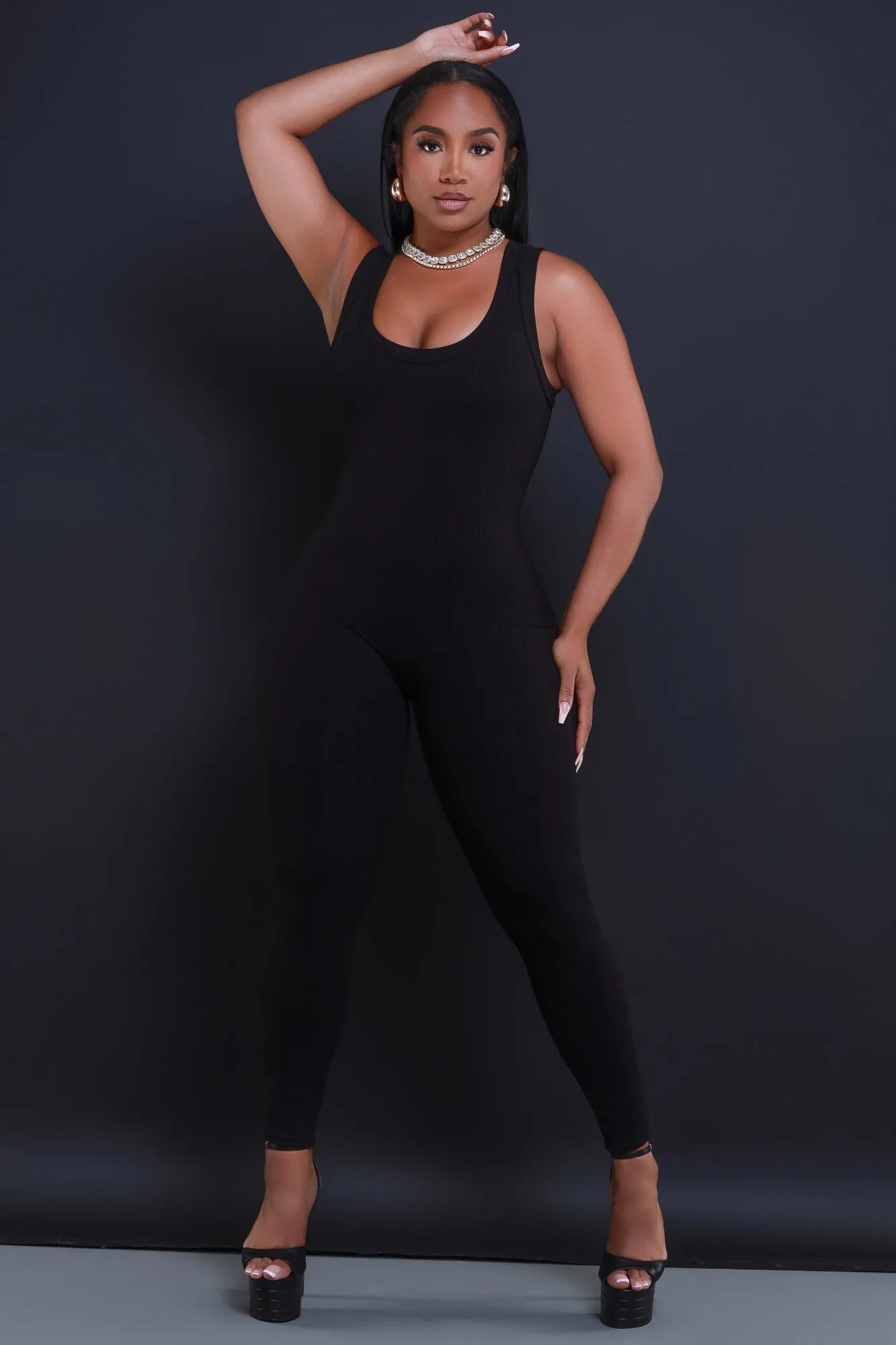 Cover Me Cellulite Deleter Sleeveless Jumpsuit - Black sold by Swankaposh product image thumbnail 4
