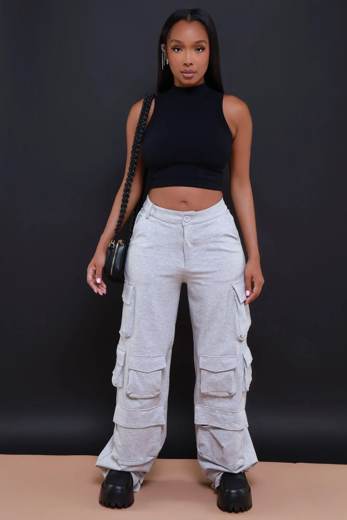 Sit Tight Micro Ribbed Pocket Crop Top - Black sold by Swankaposh product image thumbnail 5