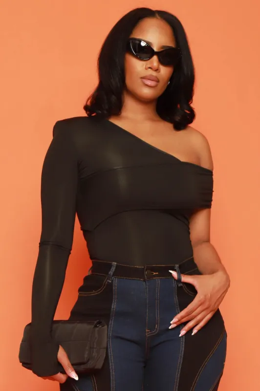 Jagged Edge Asymmetrical Top - Black sold by Swankaposh