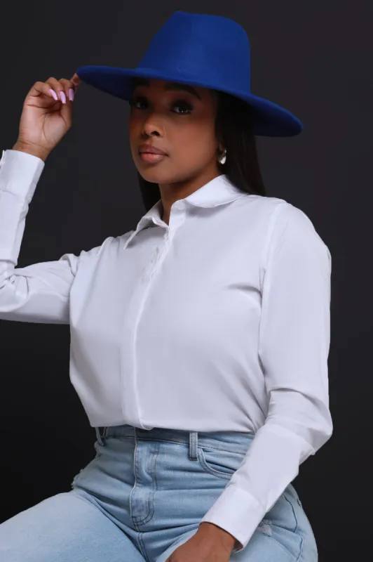Go Back Faux Wool Fedora - Cobalt Blue sold by Swankaposh
