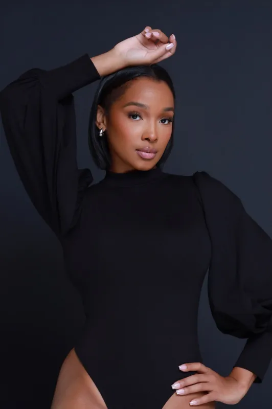 Inner Circle Balloon Sleeve Bodysuit - Black sold by Swankaposh