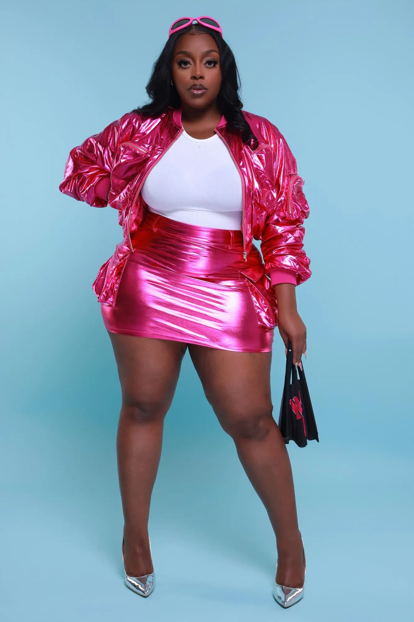 It's Lit Metallic Cargo Skirt - Fuchsia sold by Swankaposh product image thumbnail 5