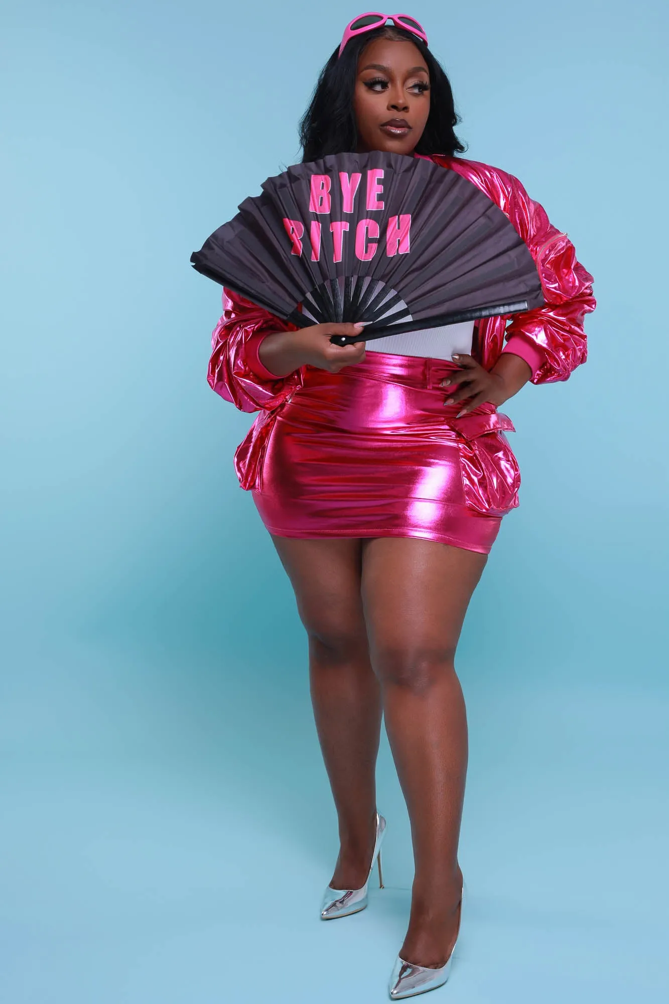 It's Lit Metallic Cargo Skirt - Fuchsia sold by Swankaposh product image thumbnail 3